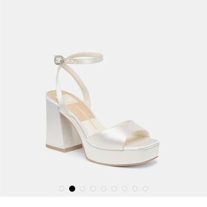 Dolce Vita Felicia White Satin Platform Heels